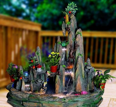 鱼缸流水生财 假山流水喷泉，打造客厅办公室石来运转风水摆饰